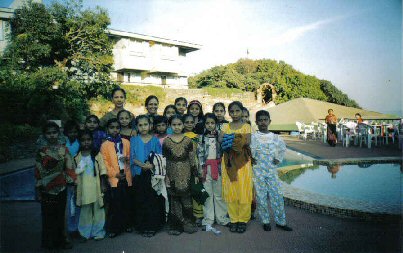 Children beside lake in Mahalabeshwar 